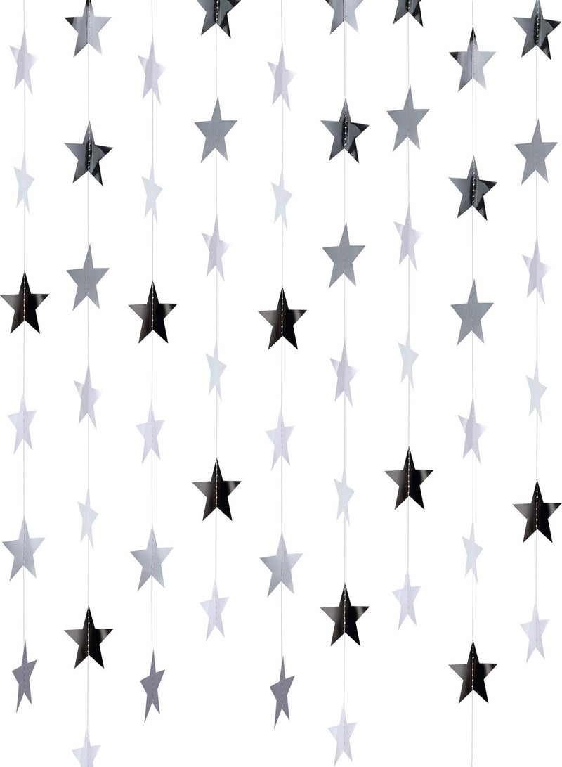 Star Paper Garland 8Pcs 4m Long Banner Backdrop Party Decorations Reflective Star Paper Garland Sparkling Star Bunting Banner Decorations for Wedding Birthday Party Holiday Banner Backdrop