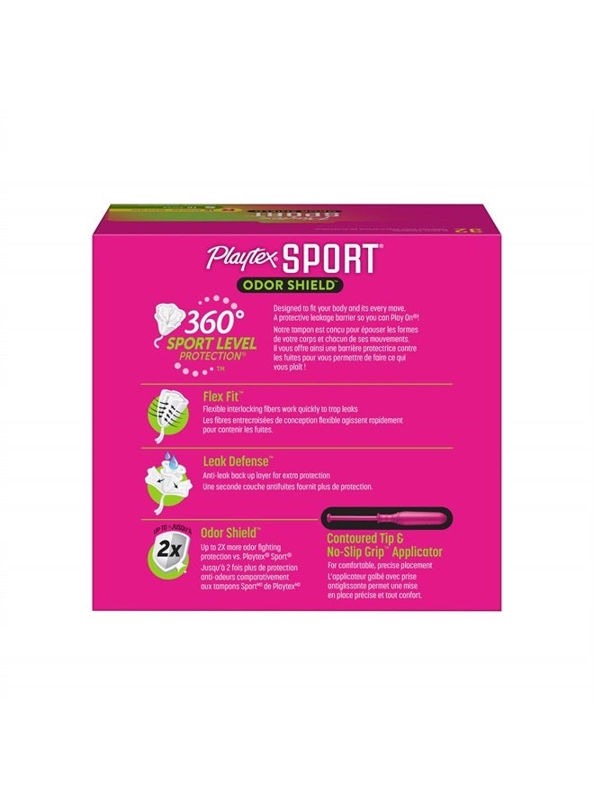 Playtex Sport Odor Shield Tampons, Multipack (16ct Regular/16ct Super Absorbency), Unscented - 32ct (Pack of 1)