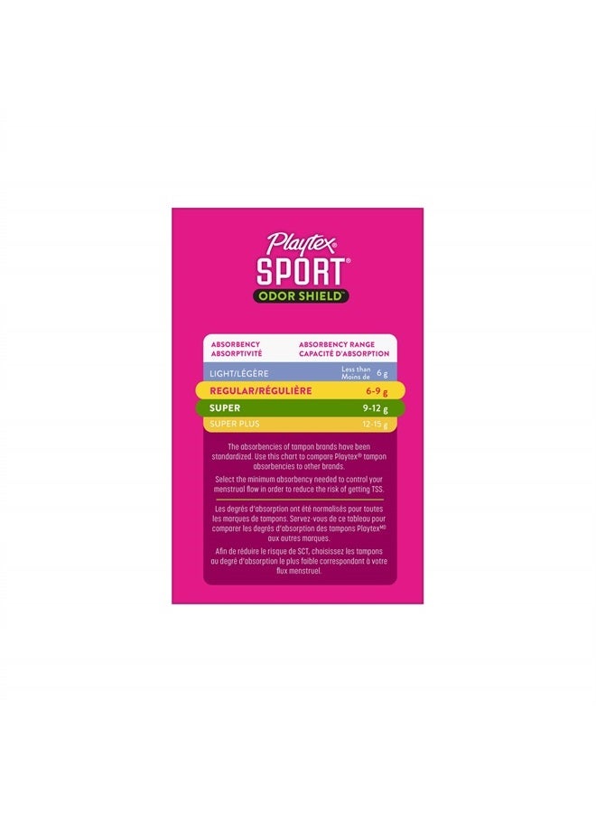 Playtex Sport Odor Shield Tampons, Multipack (16ct Regular/16ct Super Absorbency), Unscented - 32ct (Pack of 1)