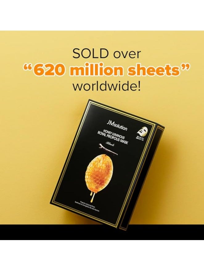 JMsolution Honey Luminous Royal Propolis Mask/Korea Facial Mask 30ml X 10PCS Honey Mask Sheet/Giving Skin Glow & Elasticity
