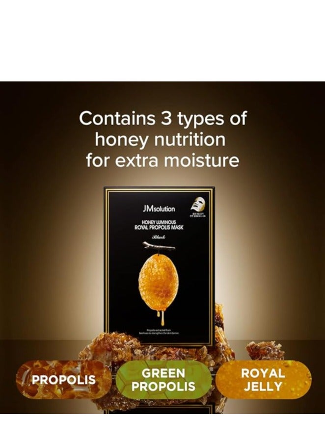 JMsolution Honey Luminous Royal Propolis Mask/Korea Facial Mask 30ml X 10PCS Honey Mask Sheet/Giving Skin Glow & Elasticity