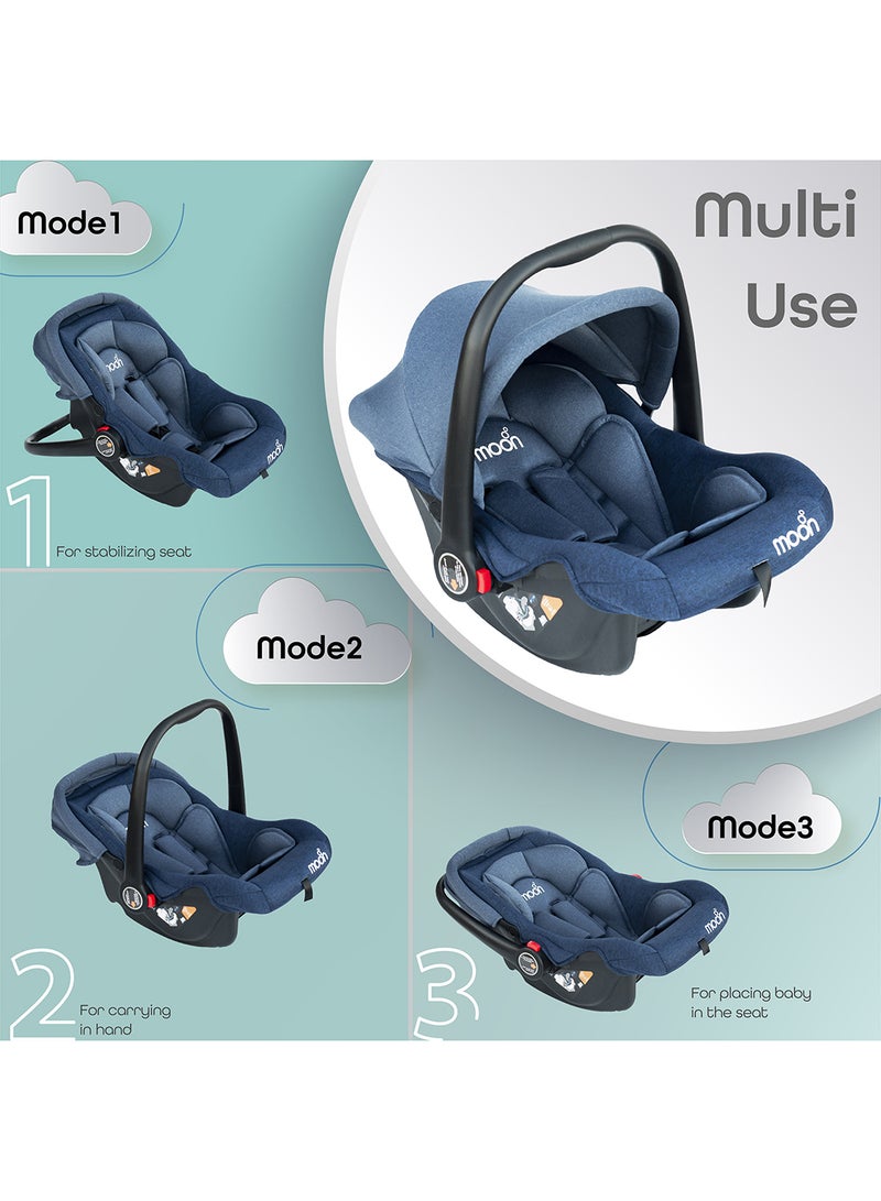 Bibo Baby Carrier Car Seat With Full Body Support Cushion And Multi-Point Adjustable Canopy, 0 - 15 Months, Blue, Upto 13 Kg, Group 0+