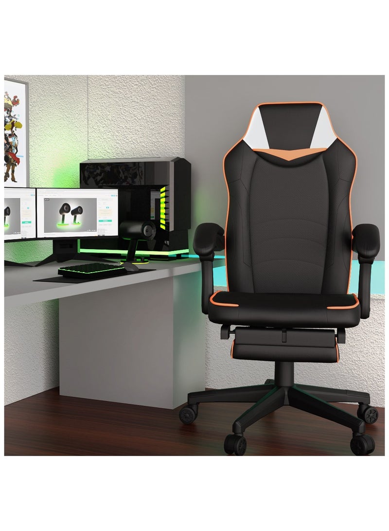Mahmayi UT-C459 Omega Gaming with Speaker Black & Orange PU Gaming chair