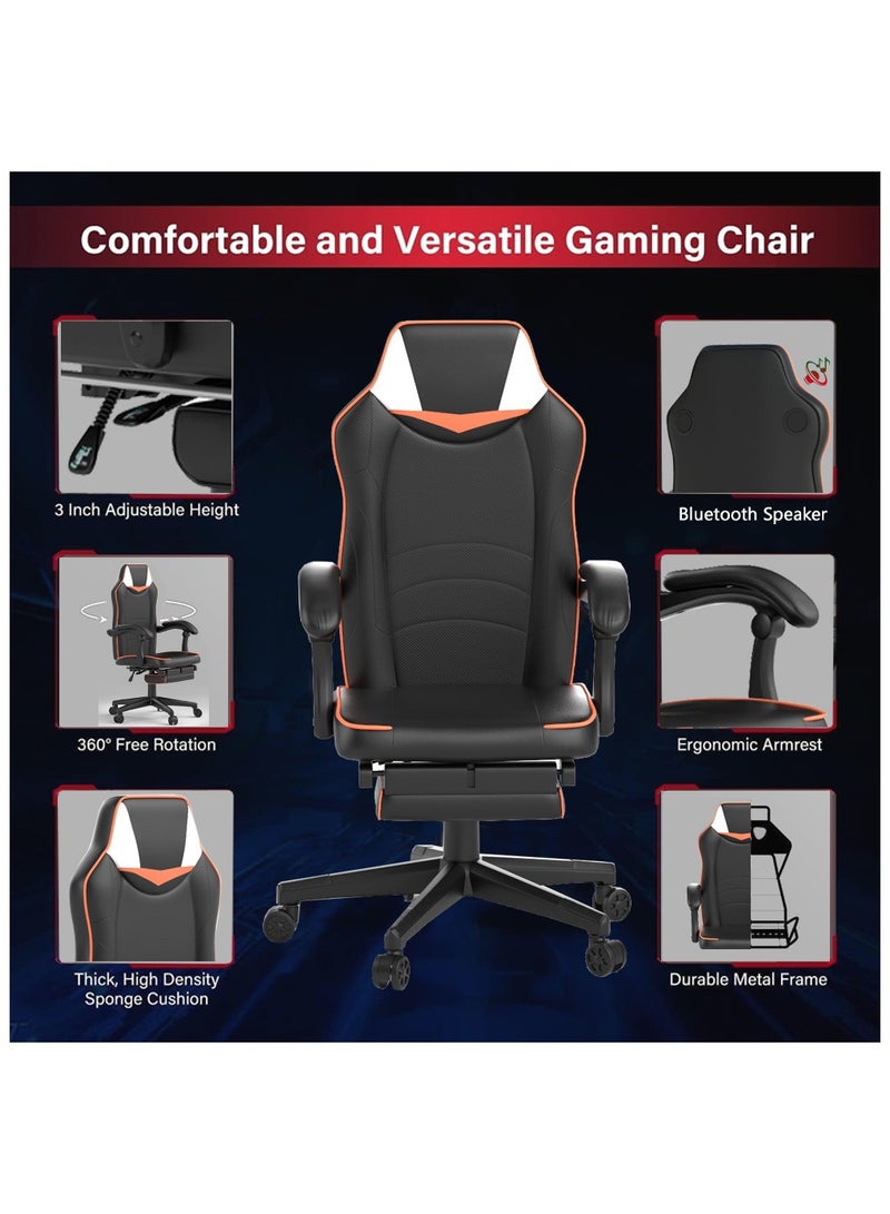 Mahmayi UT-C459 Omega Gaming with Speaker Black & Orange PU Gaming chair