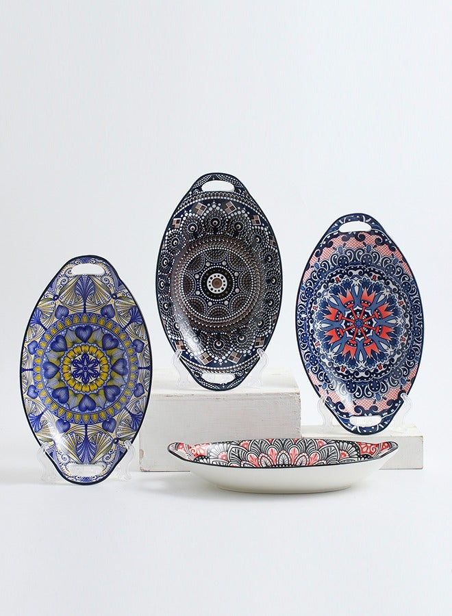 4-Piece Hand-Painted Plates Multicolour 27.8x16x5cm