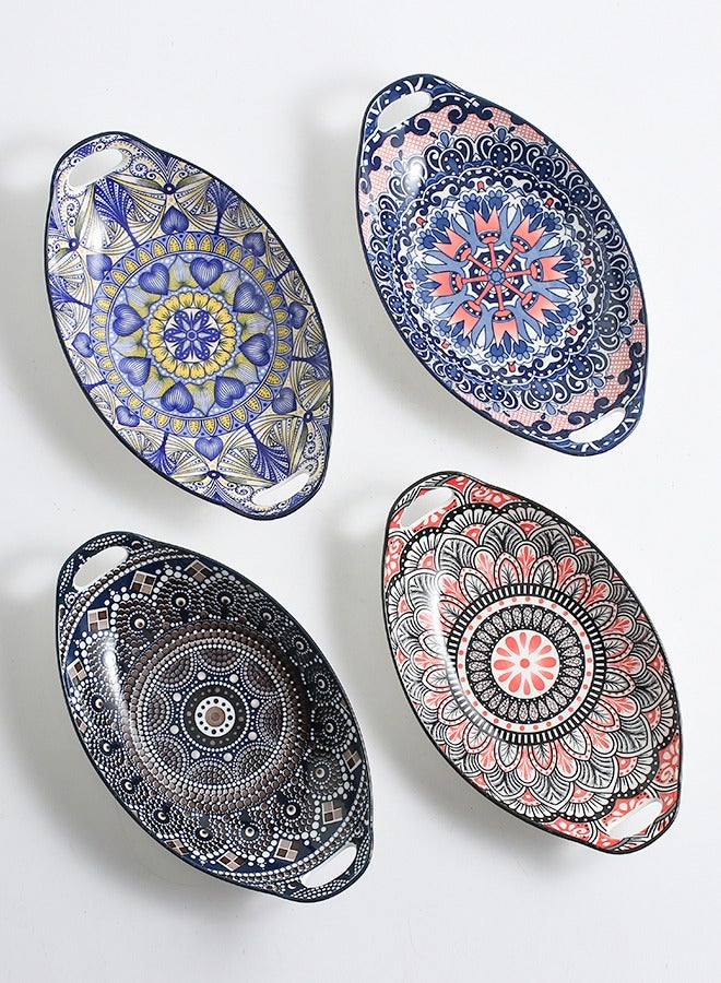 4-Piece Hand-Painted Plates Multicolour 27.8x16x5cm