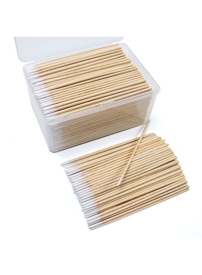 800PCS Pointed Cotton Swabs with Storage Case - Precision Tip Cotton Swabs with Wooden Sticks - Microblading Cotton Swab 4 inch - Cotton Swabs for Makeup, Tattoo Permanent Supplies