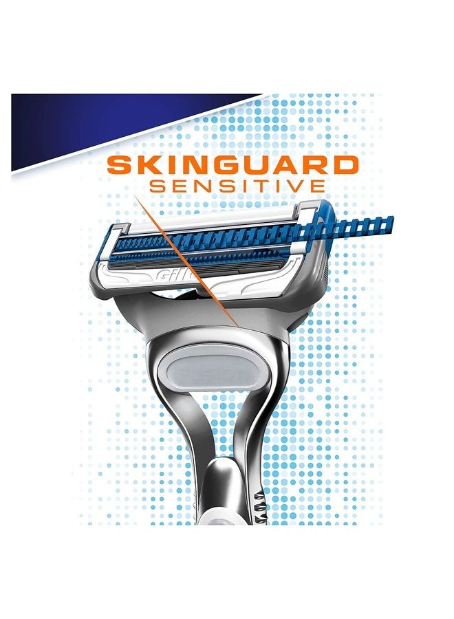 SkinGuard Sensitive Razor Blades Men, Pack of 8 Razor Blade Refills with Precision Trimmer, Fits Fusion Handles