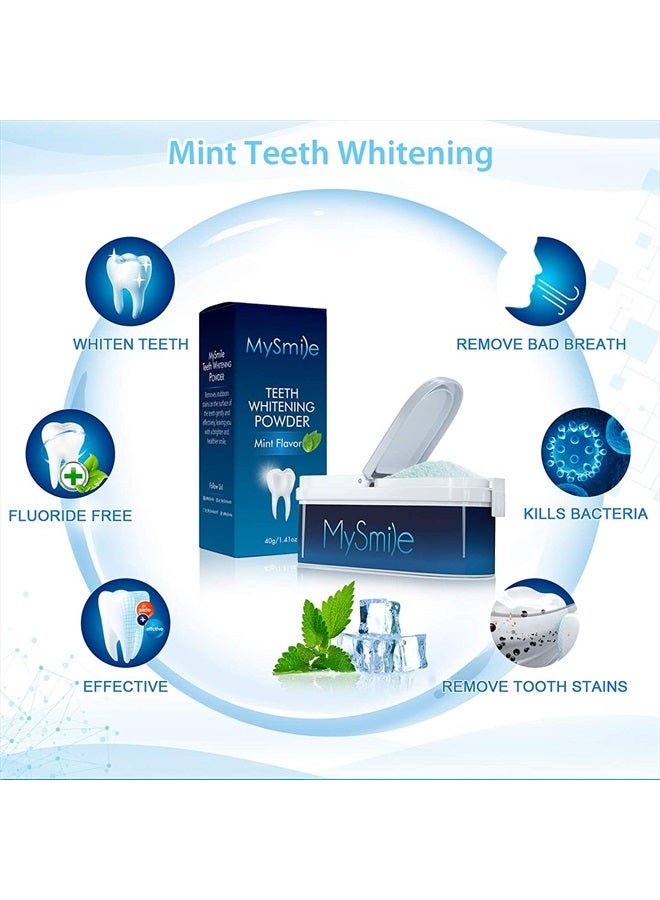 Teeth Whitening Powder for Tooth Whitening, Toothpaste Natural Powder Teeth Whitener, Enamel Safe Whitening Tooth Cleaning Powder, Tooth Stain Remover and Polisher, Fresh Mint