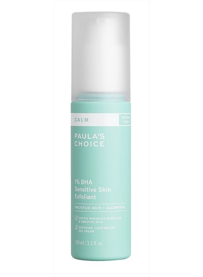 CALM 1% Sensitive Skin BHA Exfoliant, Salicylic Acid Lotion for Large, Clogged Pores, Calms + Soothes Redness, Suitable for Rosacea-Prone & Eczema-Prone Skin, Fragrance-Free & Paraben-F