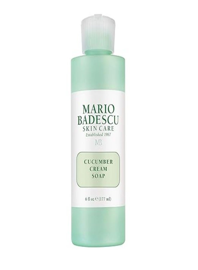 Mario Badescu Cucumber Cream Soap - Gentle, Creamy Facial Cleanser Infused with Vitamins and Minerals - Removes Light Makeup, Oil and Impurities - Face Wash Ideal for Combination or Dry Skin 177ml