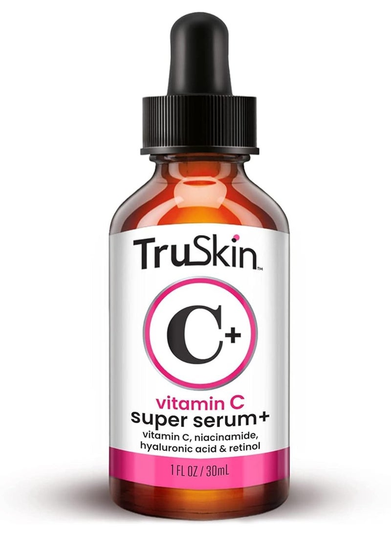 TruSkin Vitamin C Super Serum with Niacinamide, Retinol, Hyaluronic & Salicylic Acid (BHA) - All-in-One Anti Aging Facial Serum for Brightening, Firming, Dark Spots, Discoloration - 1 fl oz