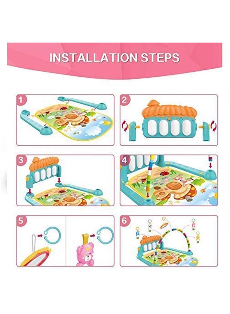 Baby Gym Play Mat with Piano Keyboard Educational Rack Crawling Mat