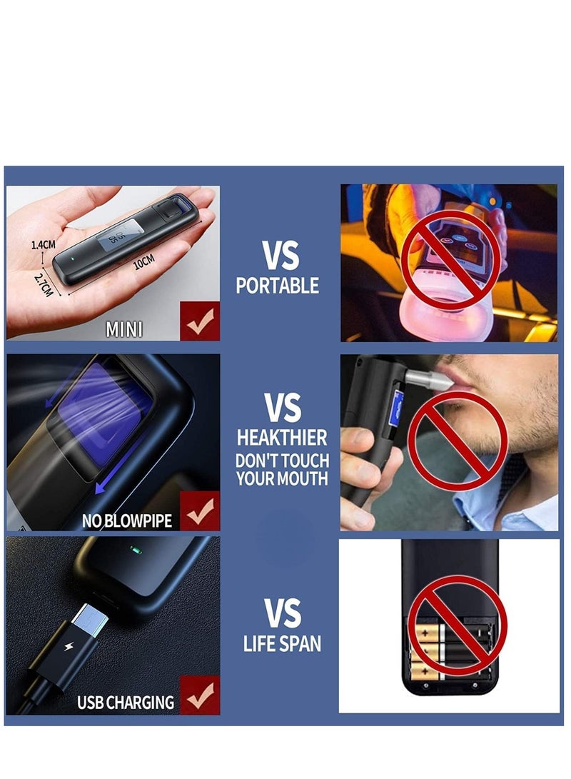 Portable rechargeable Breathalyzer with Digital LED display for quick and accurate booze testing suitable for personal or professional use