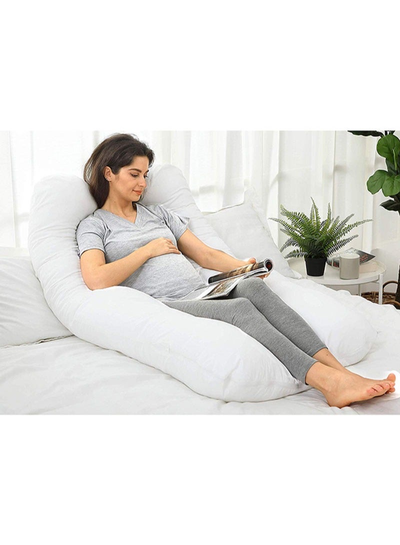 Premium U Shaped Comfortable Pregnancy Pillow Polyester White