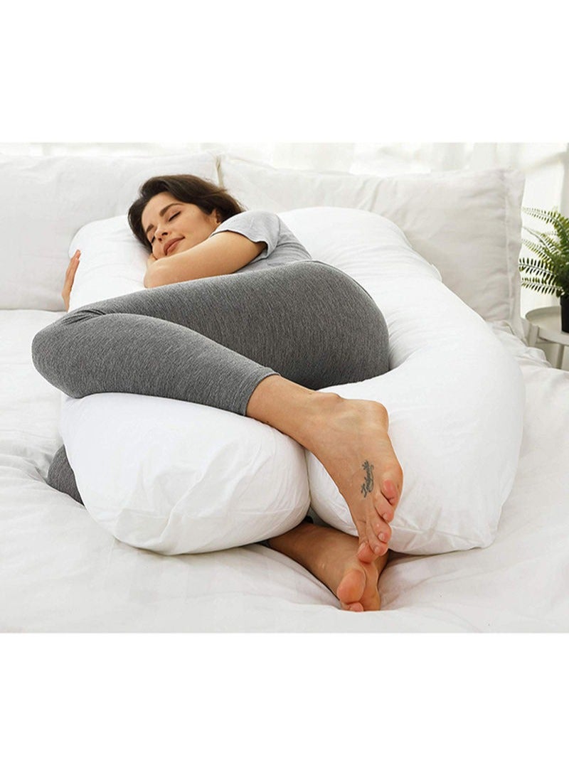 Premium U Shaped Comfortable Pregnancy Pillow Polyester White