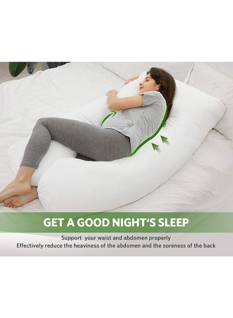 Premium U Shaped Comfortable Pregnancy Pillow Polyester White