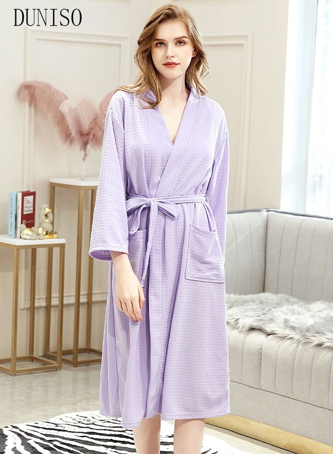 Women's Robe Lightweight Soft Kimono Robes Loungewear with Long Sleeve Side Pockets Sleepwear Spa Robe Nightwear Nightgown Women Water Bathrobe Bridesmaid Robes Dressing Gown Autumn Robe