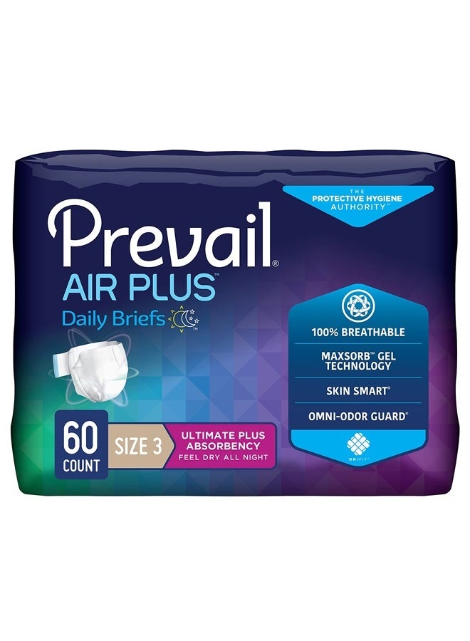 Breezers 360 Incontinence Briefs, Ultimate Absorbency, Size 3, 15 Count (Pack of 4)