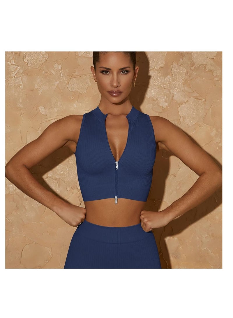 Tight Fitting Stretch Soft Vest Blue