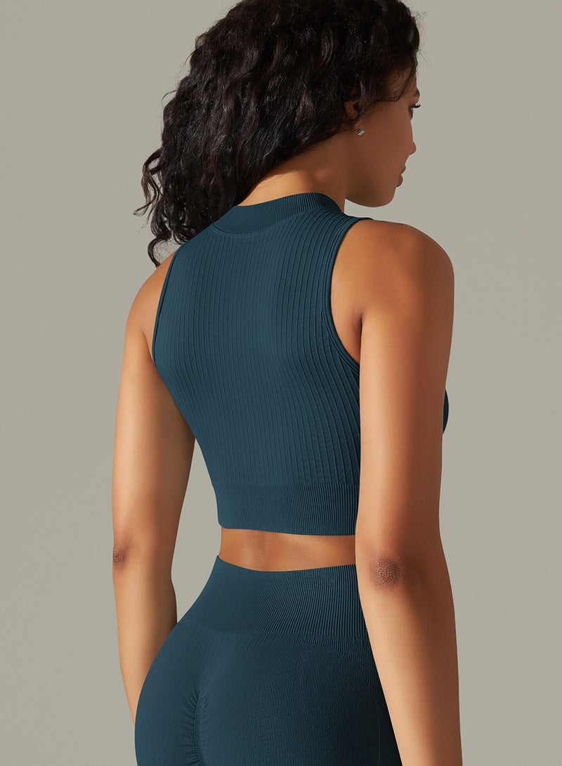 Tight Fitting Stretch Soft Vest Blue