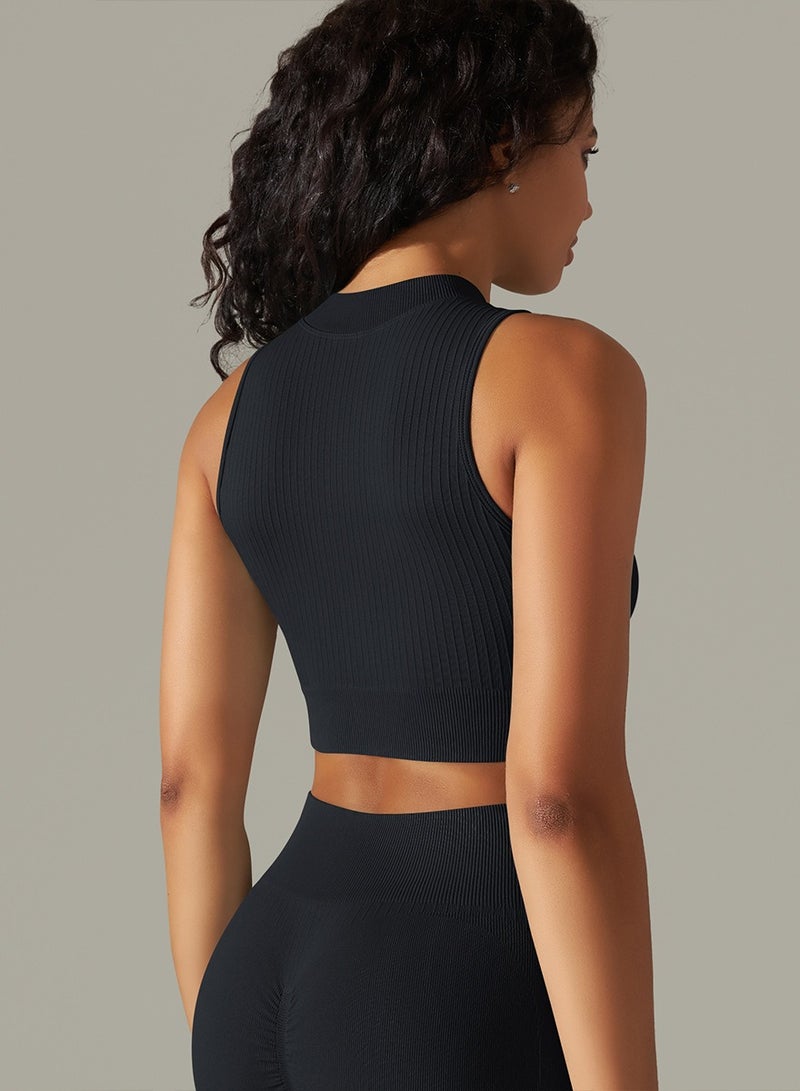 Tight Fitting Stretch Soft Vest Black