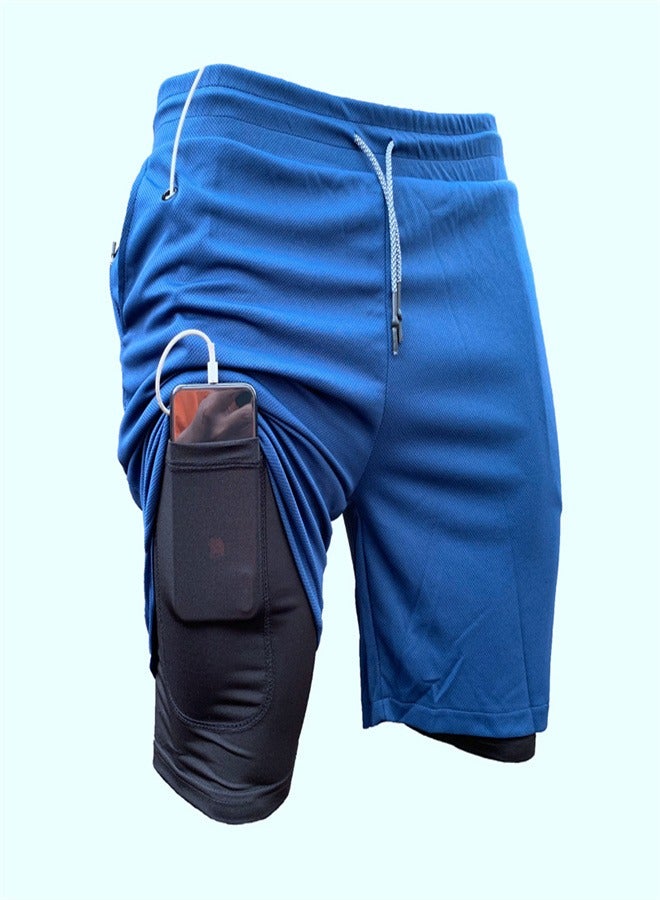Men's 2-in-1 Quick Drying Casual Fitness Shorts Blue