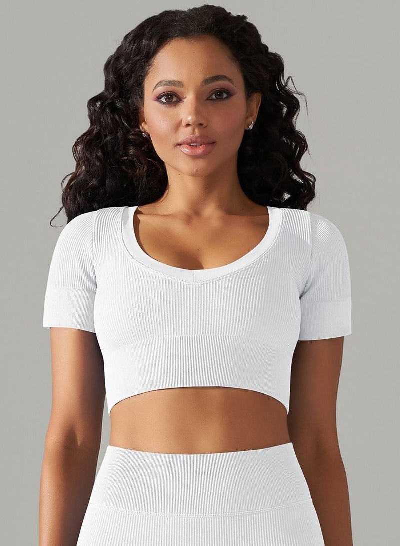 Yoga Tight Fitting Stretch Soft T-shirt White