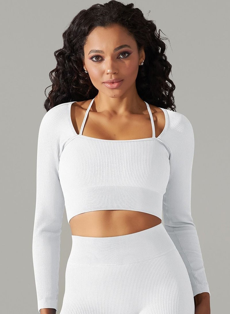 Yoga Tight Fitting Stretch Soft T-shirt White