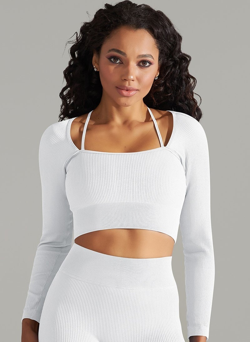 Yoga Tight Fitting Stretch Soft T-shirt White