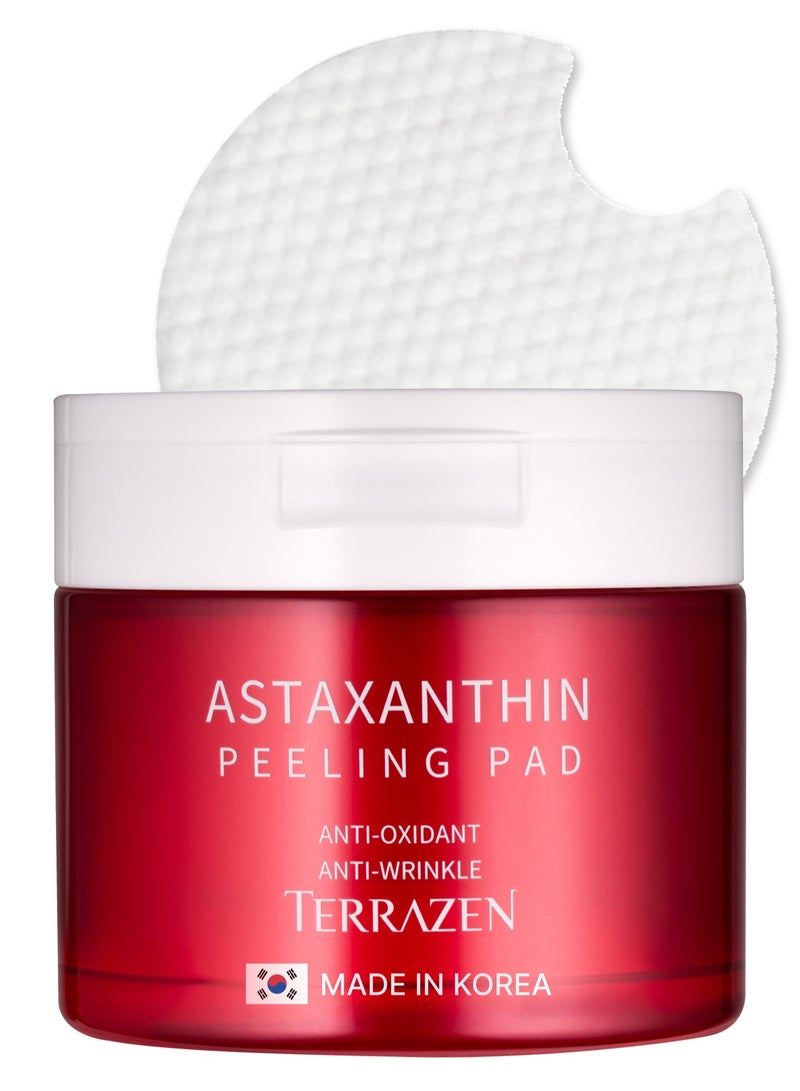 Korean Face Skin Care Astaxantin Peeling Pads - Anti Aging & Rejuvenating with Peptide Amino Acid Gentle Peel Facial Pads