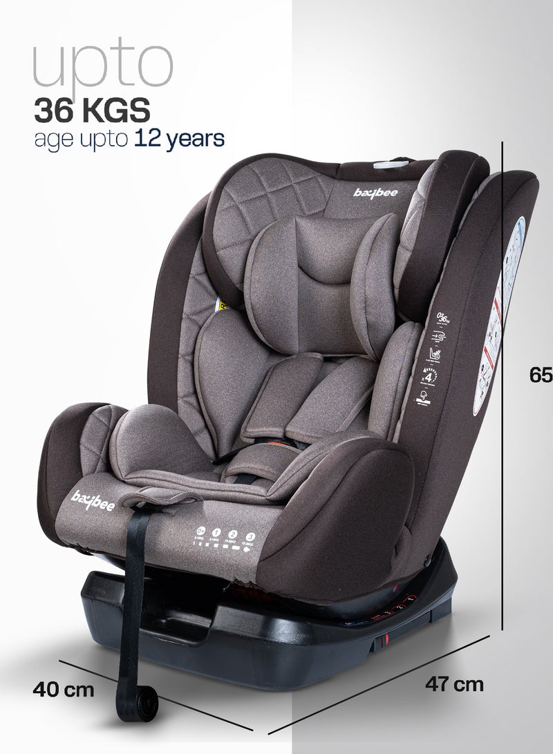 Convertible Car Seat for Baby 0 to 12 Years with ISOFIX, 3 Position Recline, Headrest Adjustable ECE R44/04 Safety Certified Travel Baby Car Seat for Toddlers Kids Boys Girls Brown