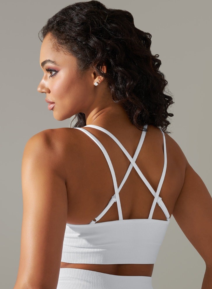 High Elastic Running Sports Fitness Yoga Bra White