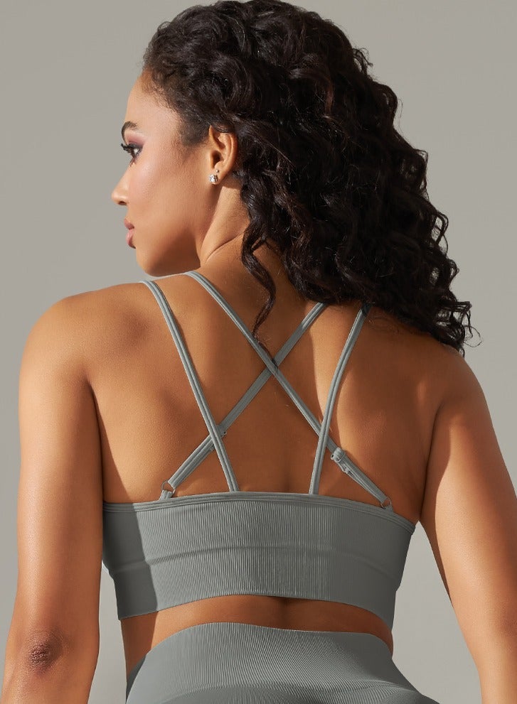 High Elastic Running Sports Fitness Yoga Bra Grey