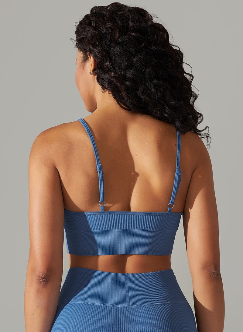 High Elastic Running Sports Fitness Yoga Bra Blue