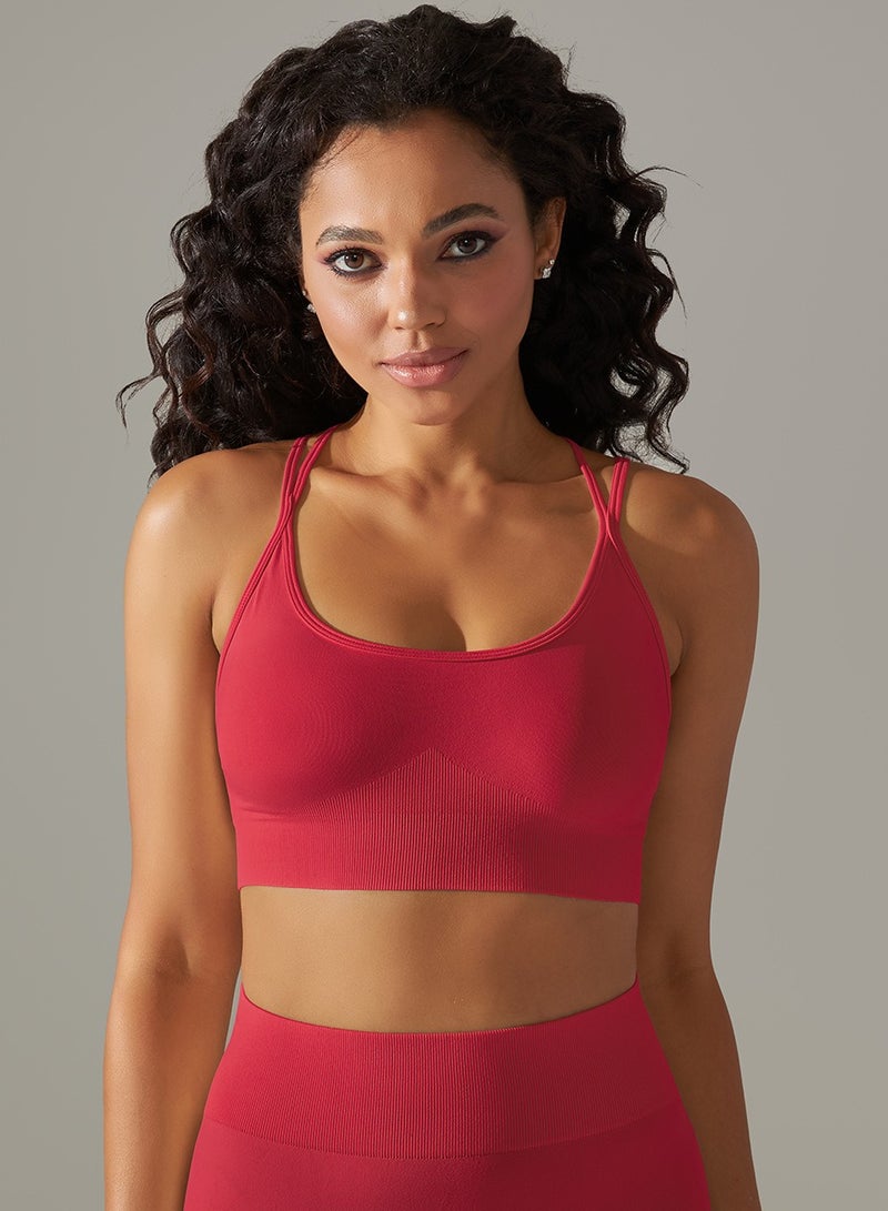 High Elastic Running Sports Fitness Yoga Bra Red