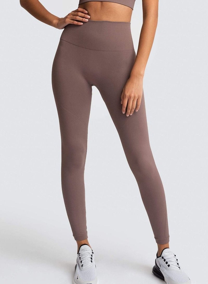 Yoga Tight Fitting Stretch Soft Pants Brown