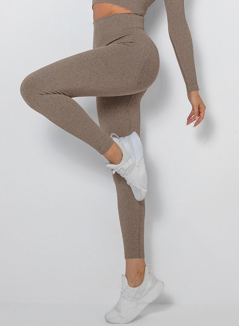 Yoga Tight Fitting Stretch Soft Pants Brown