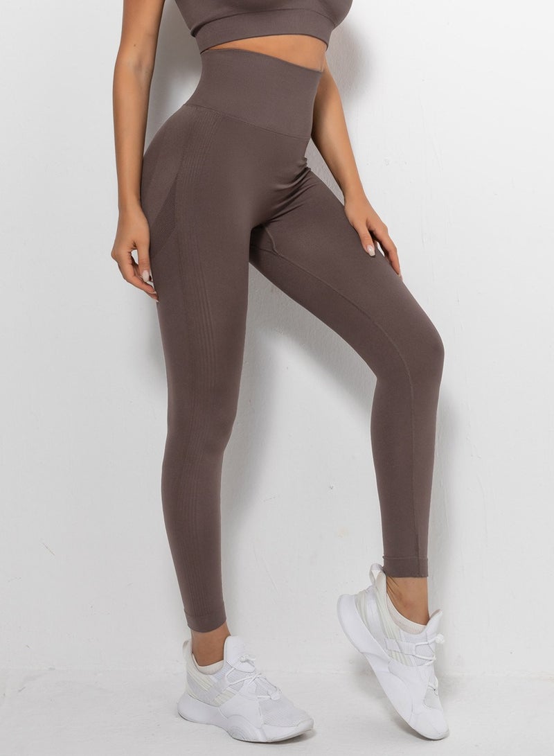 Yoga Tight Fitting Stretch Soft Pants Brown