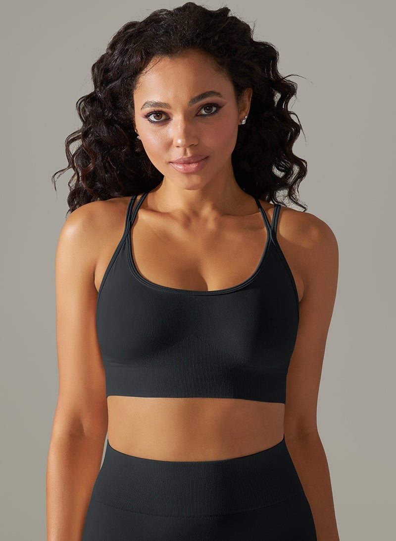 High Elastic Running Sports Fitness Yoga Bra Black