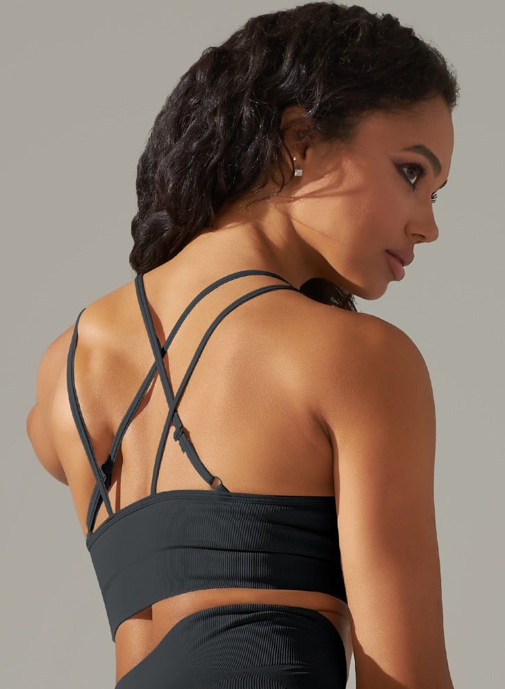 High Elastic Running Sports Fitness Yoga Bra Black