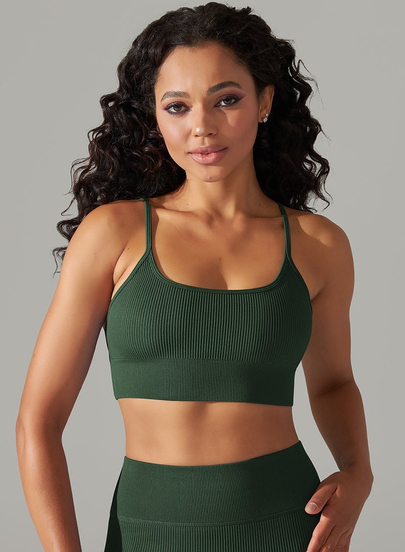 High Elastic Running Sports Fitness Yoga Bra Green