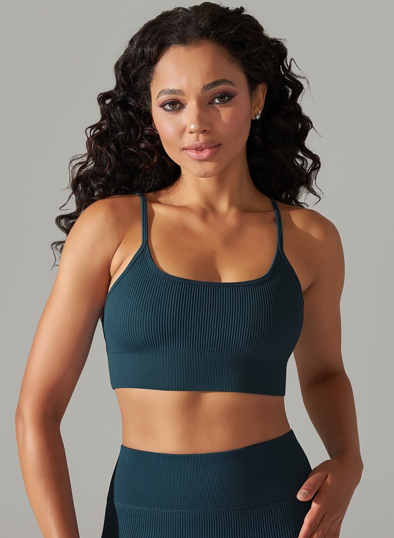 High Elastic Running Sports Fitness Yoga Bra Blue