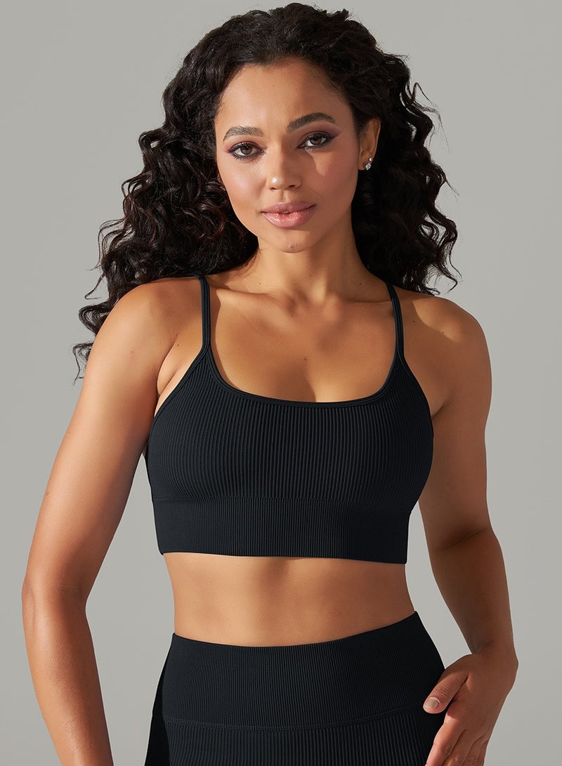 High Elastic Running Sports Fitness Yoga Bra Black