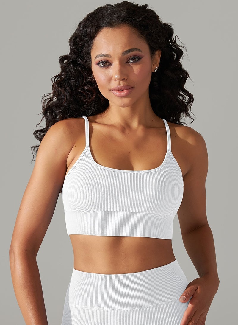 High Elastic Running Sports Fitness Yoga Bra White