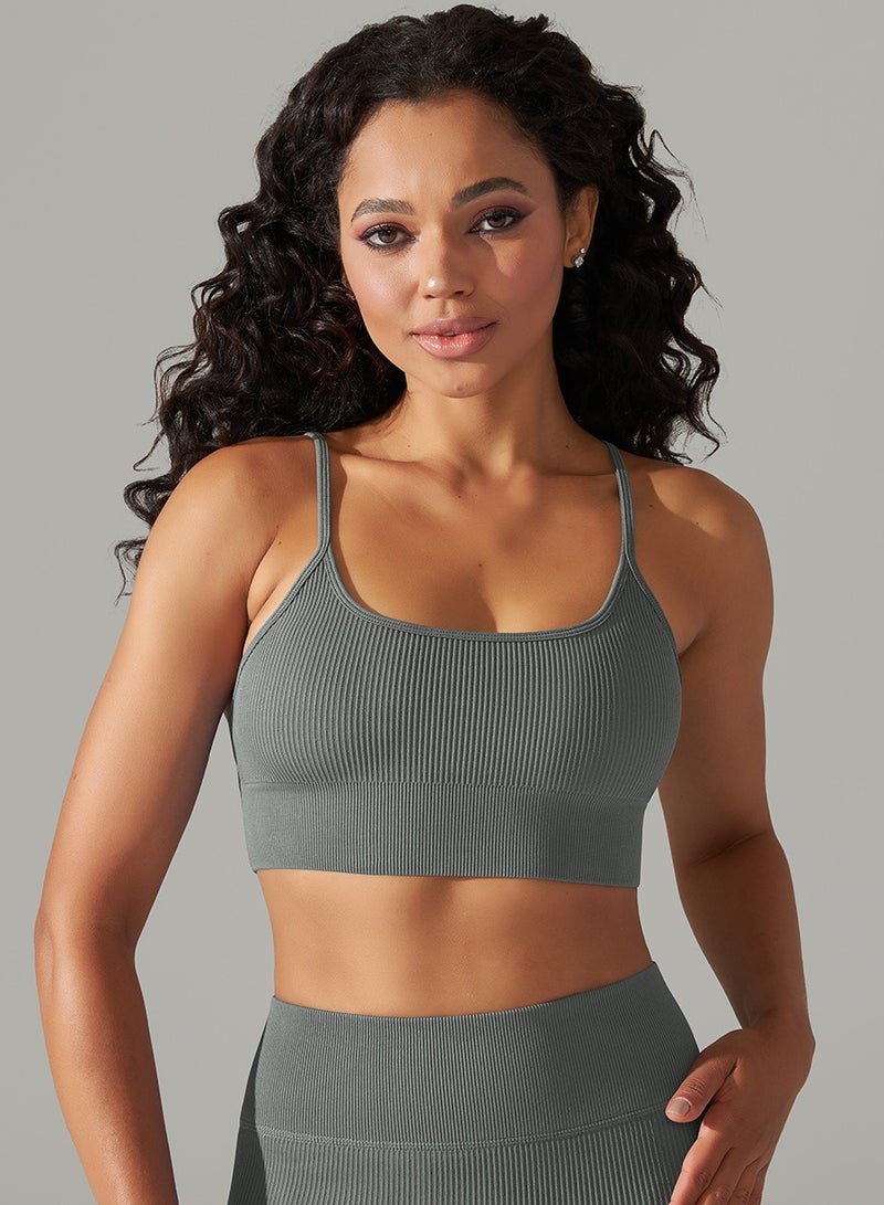 High Elastic Running Sports Fitness Yoga Bra Grey