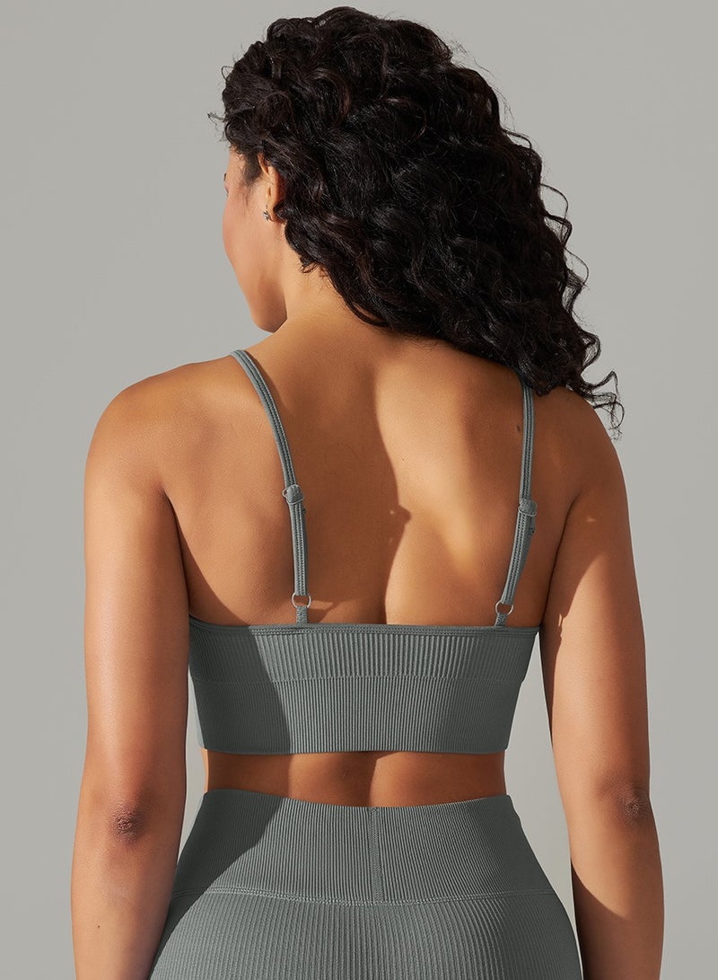 High Elastic Running Sports Fitness Yoga Bra Grey