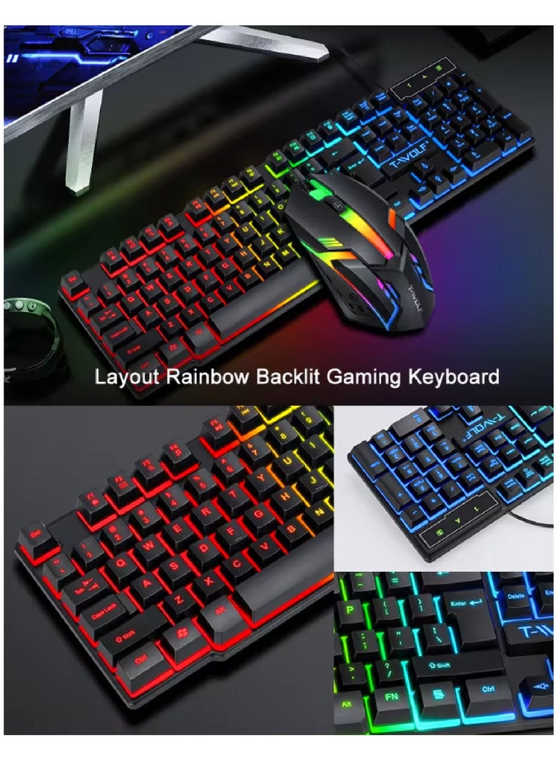 5in1 Gaming Keyboard Whit Mouse pad Mouse Gaming Headset Wired Led Rgb Backlight Bundle For Pc Gamers And Xbox and PS4 TF850