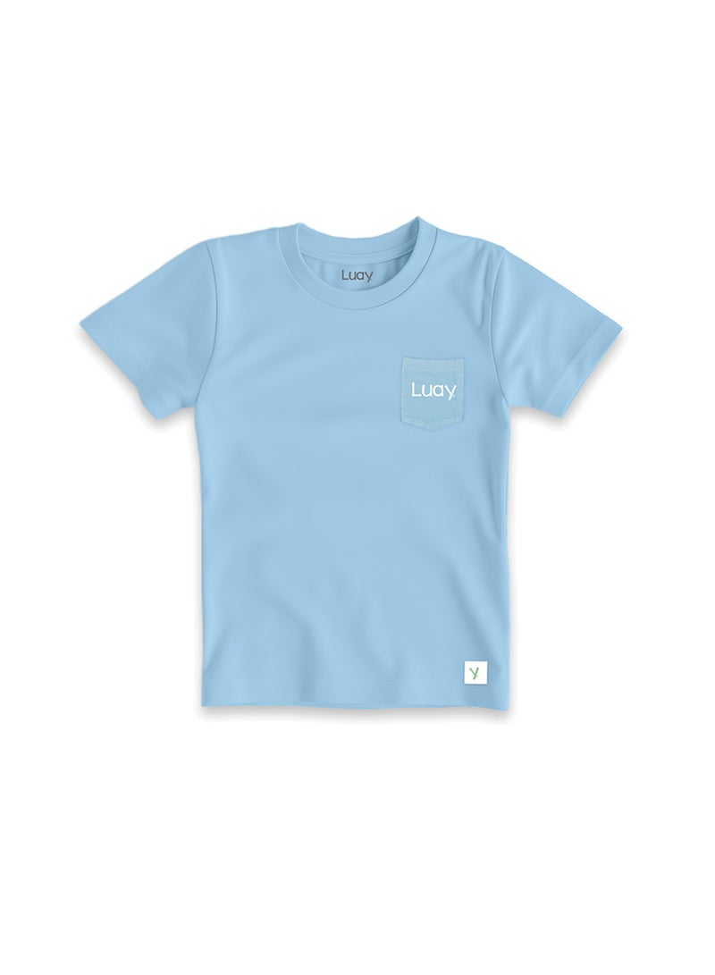 LUAY Unisex 100% Bamboo based Ultra- Soft fabric Half Sleeve T-Shirt -Clear Blue
