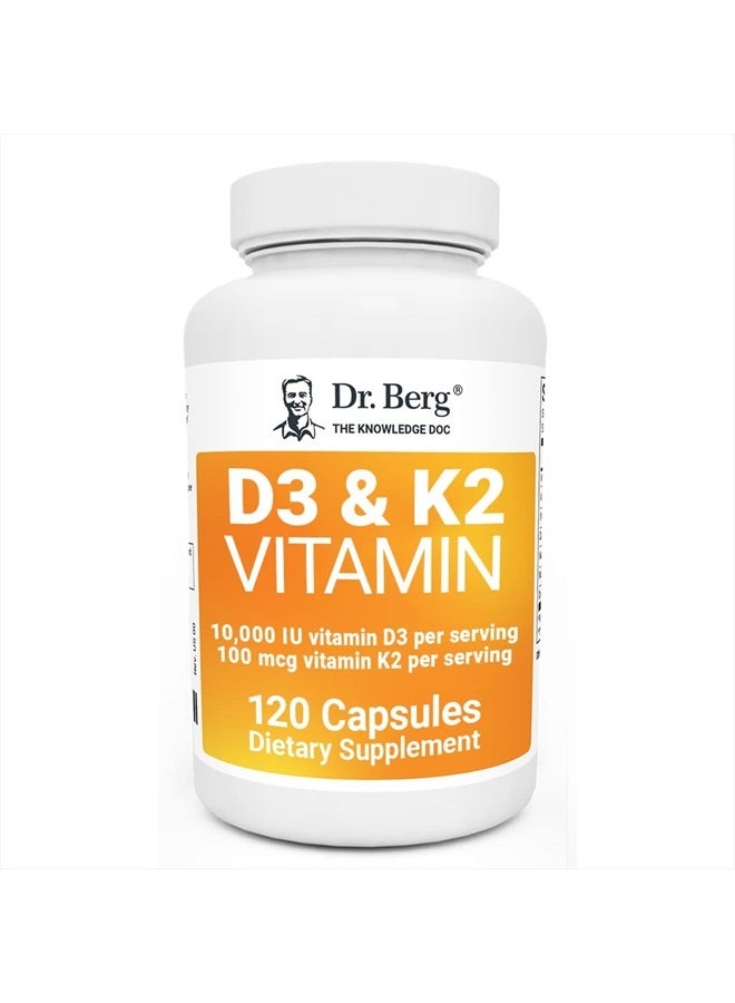 Vitamin D3 K2 With MCT Oil - Includes 10,000 IU, D3, 100 mcg MK7 Vitamin K2, Purified Bile Salts, Zinc And Magnesium for Ultimate Absorption - K2 D3 Vitamin Supplement - 120 Capsule
